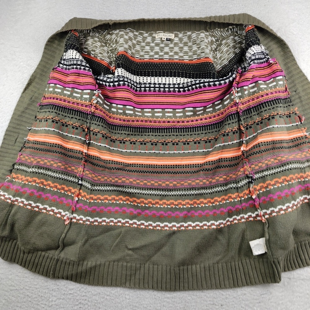 Billabong Olive Green Multicolor Striped Knit Cardigan - Picture 5 of 8